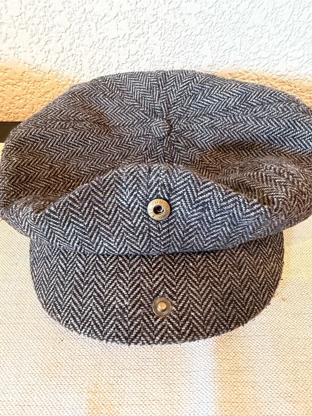 Brixton Gray Black Herringbone Brood Newsboy Cap